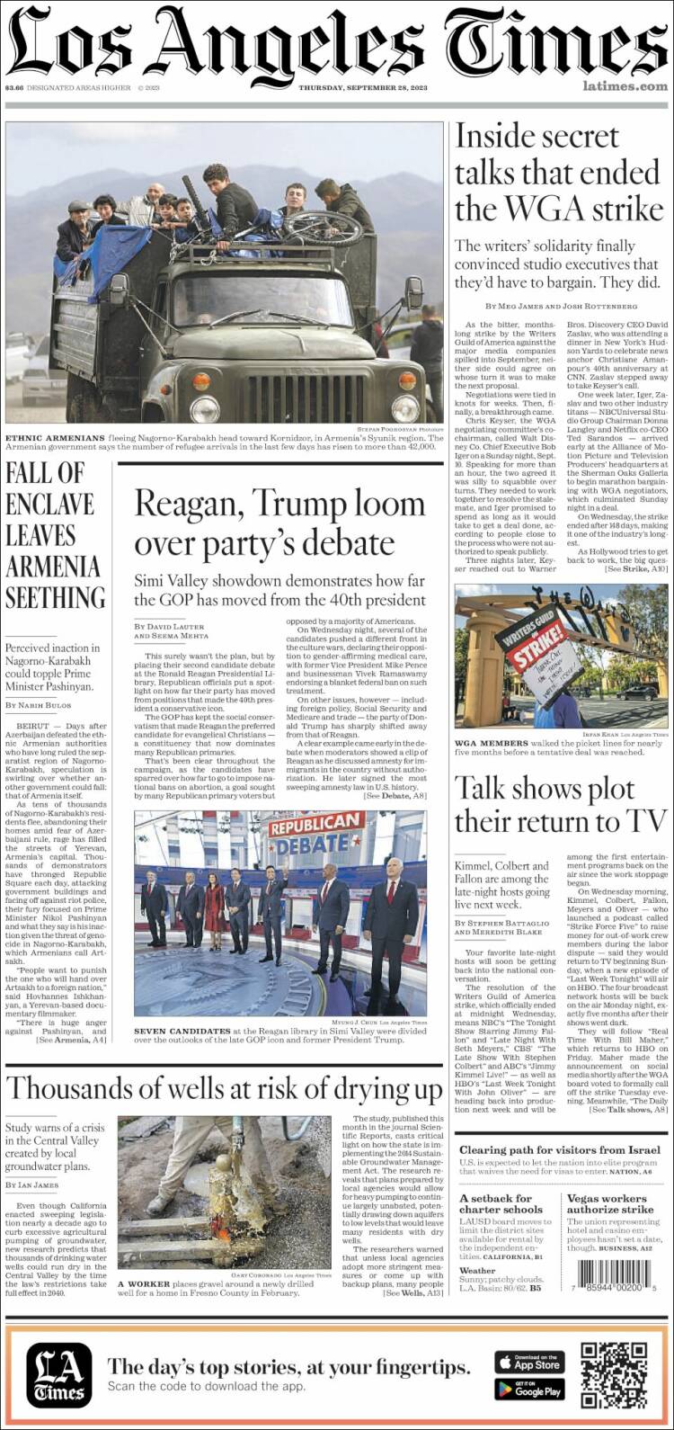 Portada de Los Angeles Times (USA)