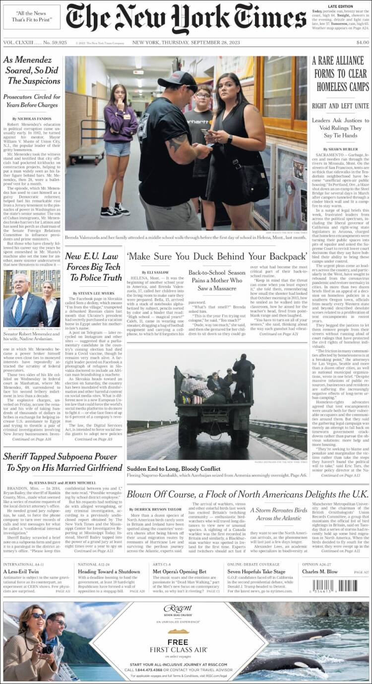 Portada de New York Times (USA)