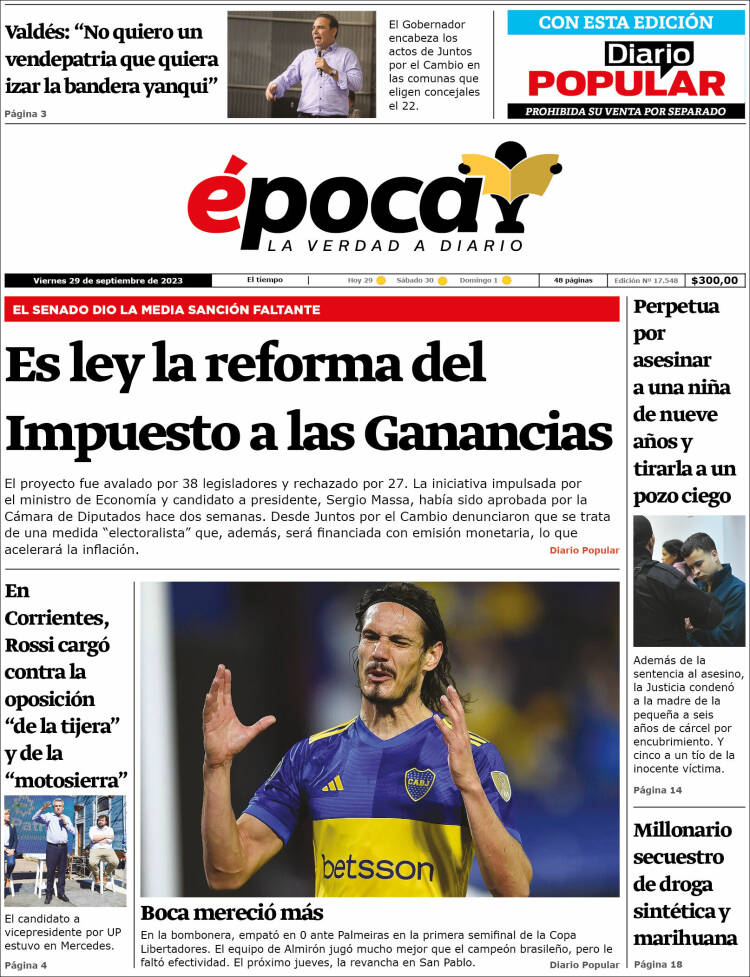 Portada de Diario Época (Argentina)