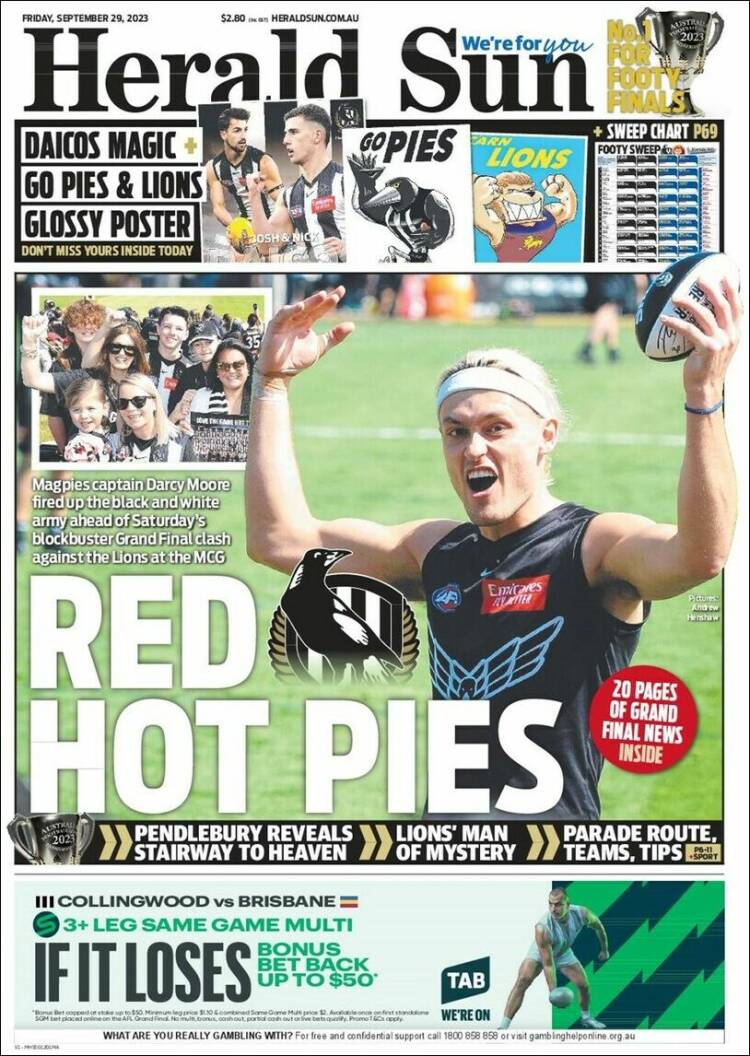 Portada de Herald Sun (Australia)