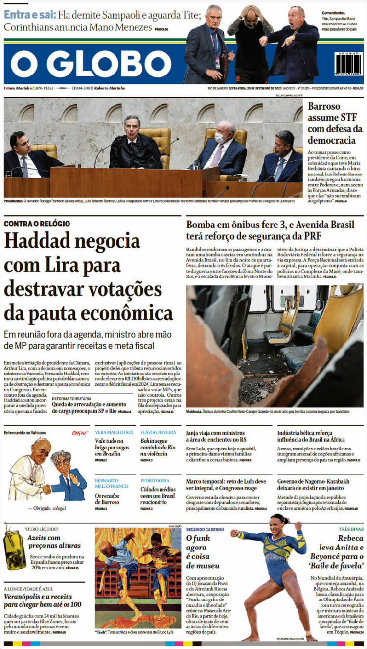 Portada de O Globo (Brasil)