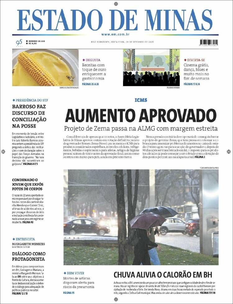 Portada de Jornal Estado de Minas (Brasil)