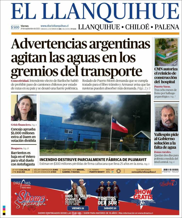 Portada de El Llanquihue (Chile)