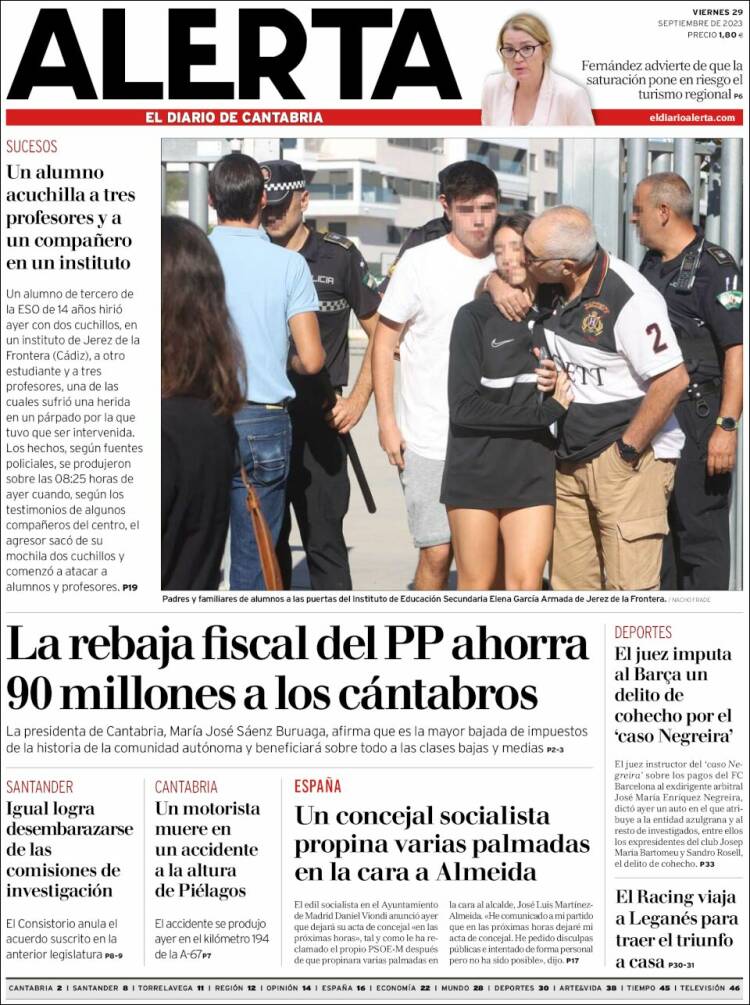 Portada de Alerta - El Diario de Cantabria (España)