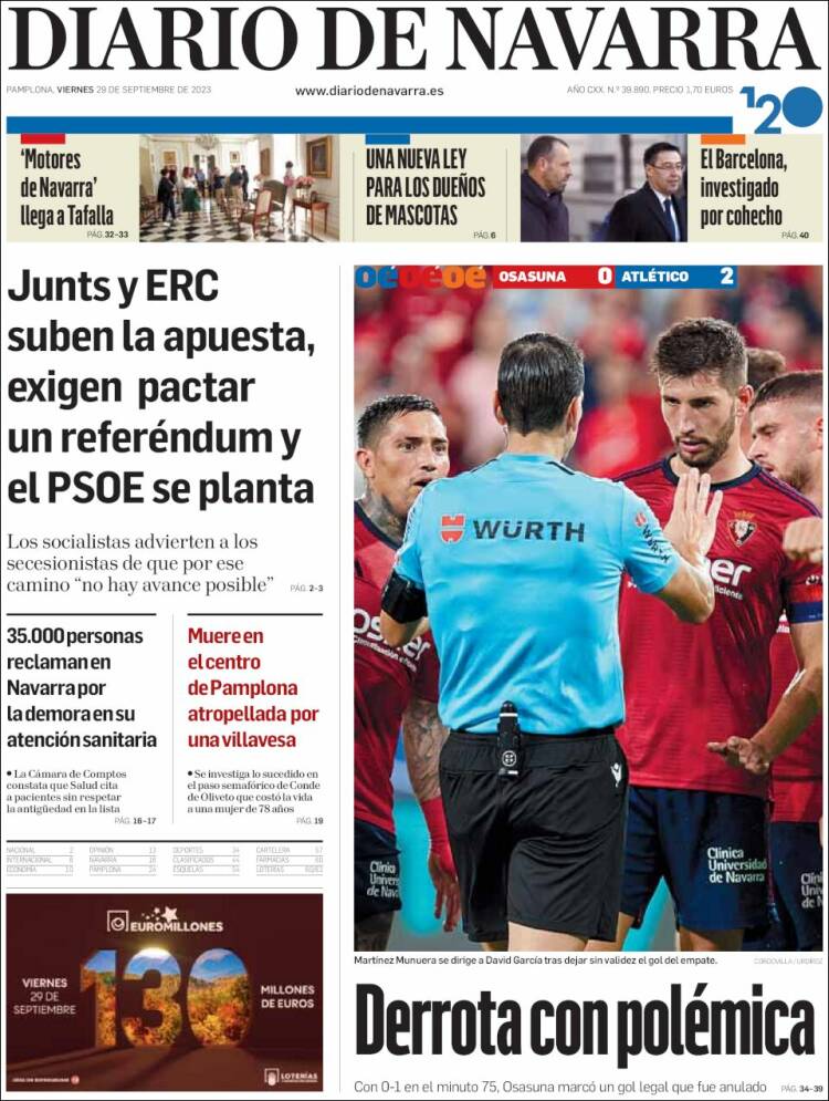 Portada de Diario de Navarra (España)
