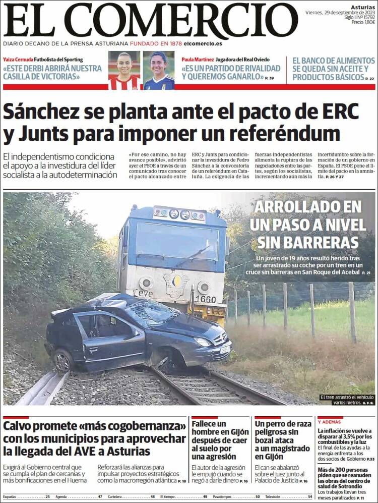 Portada de El Comercio (España)