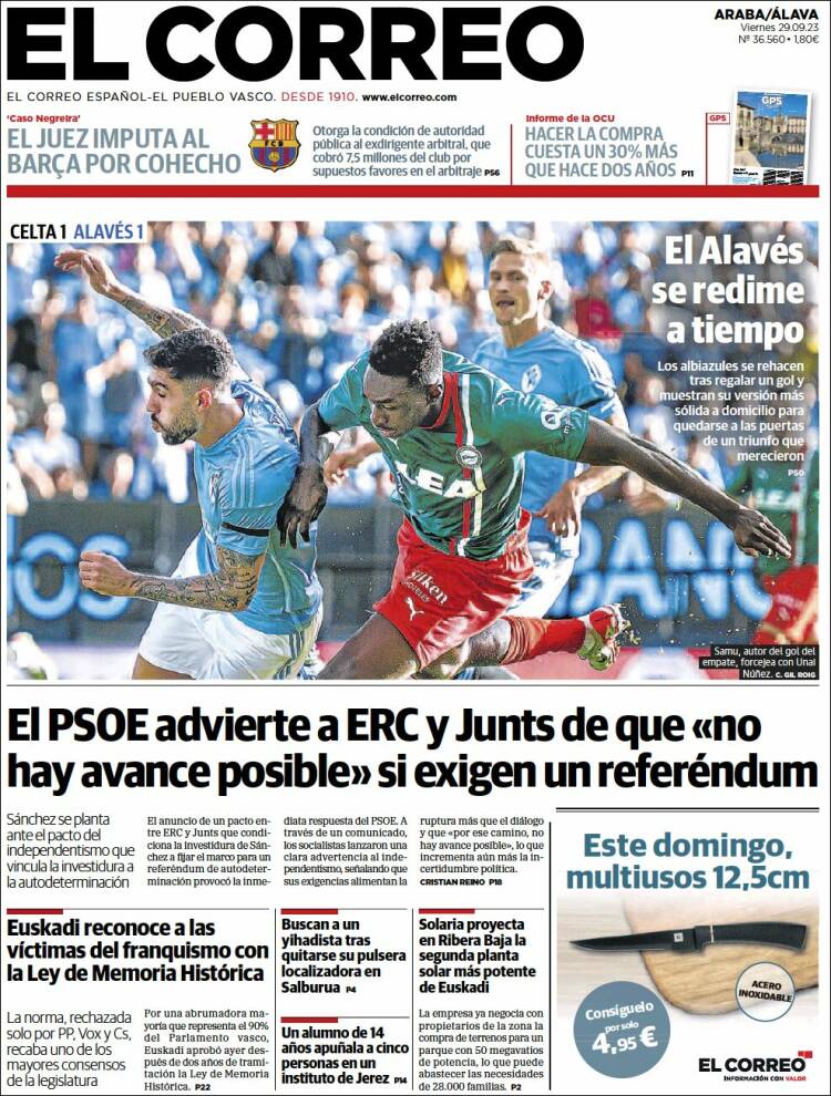 Portada de El Correo - Álava (España)