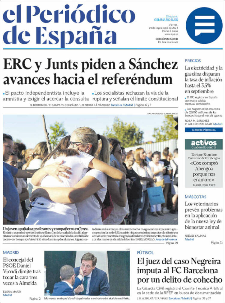 Portada de El Periódico de España (Spain)