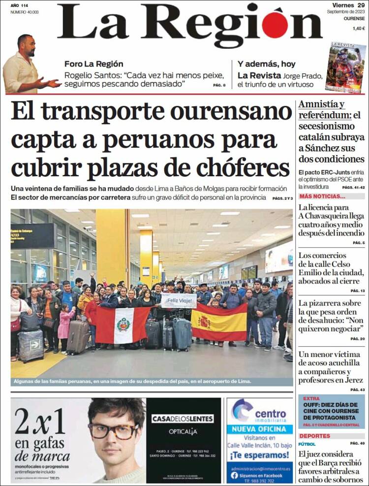 Portada de La Región de Ourense (España)