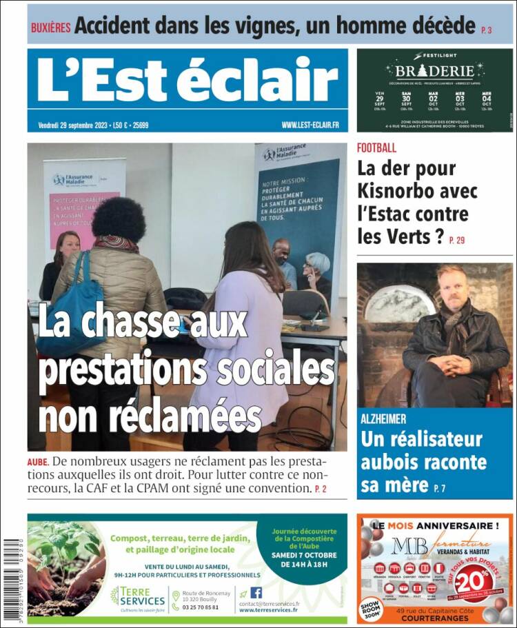 Portada de L'Est Eclair (Francia)