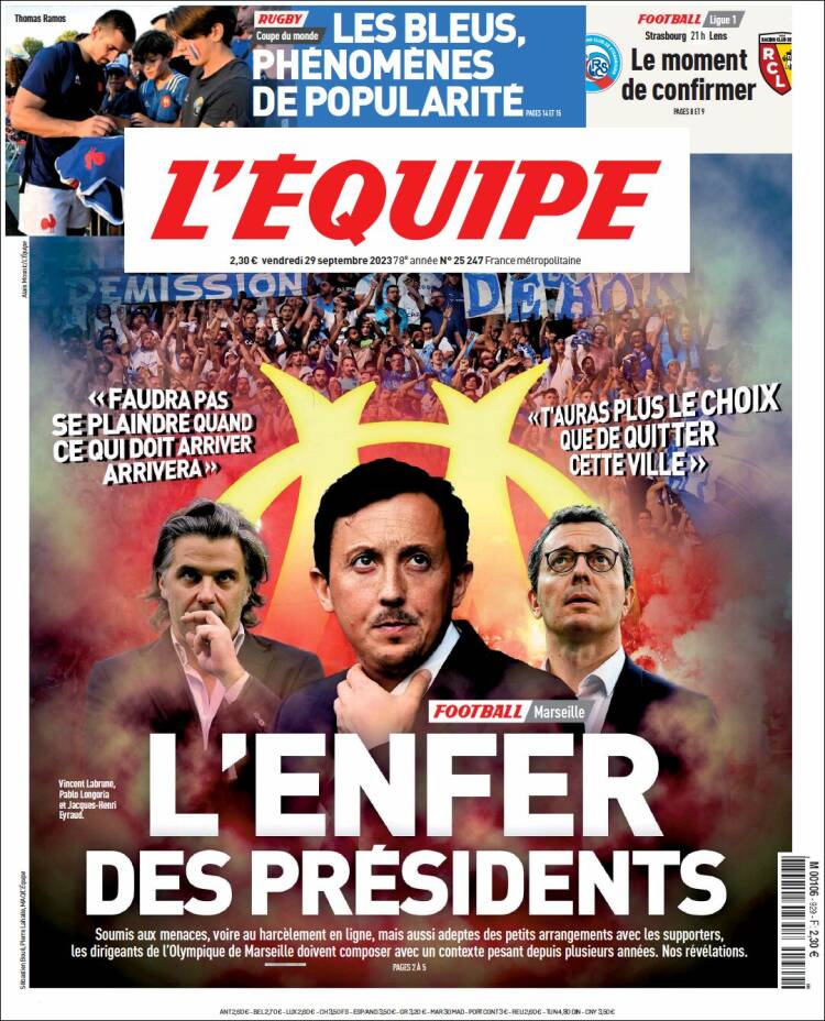 Portada de L'Equipe (Francia)