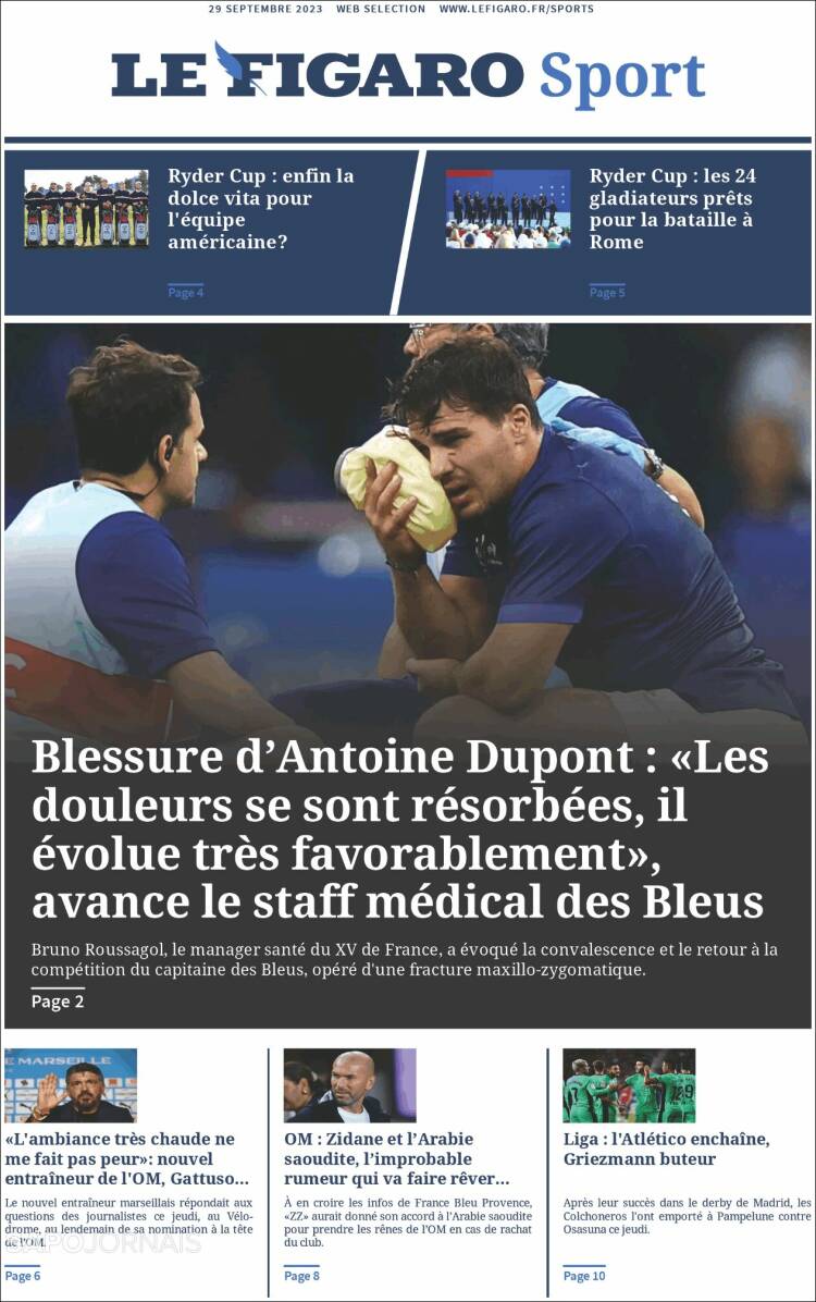 Portada de Le Figaro Sport (Francia)