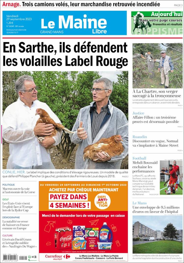 Portada de Le Maine Libre (Francia)