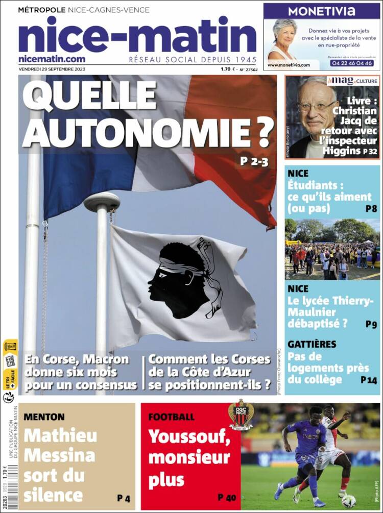 Portada de Nice-Matin (Francia)