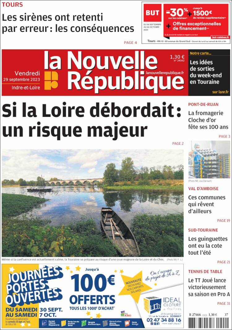 Portada de La Nouvelle Republique (Francia)