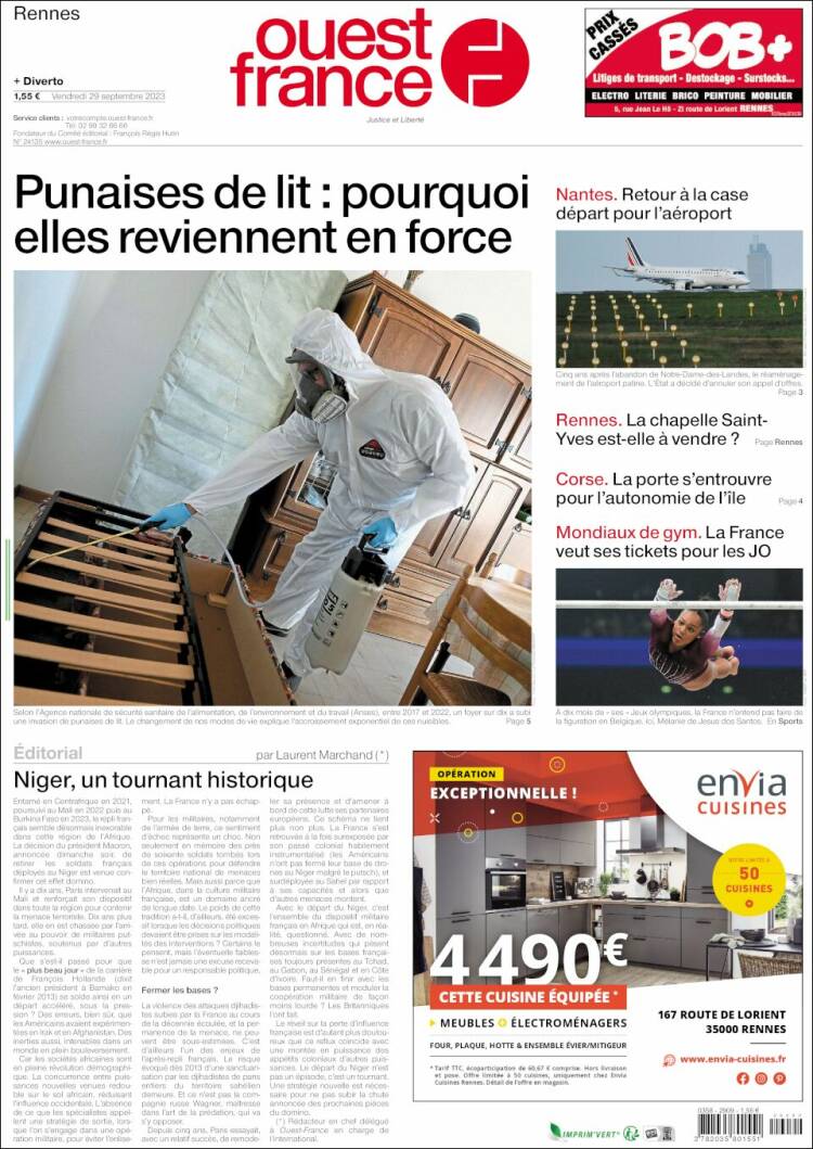 Portada de Ouest France (Francia)