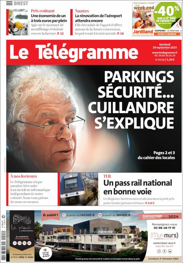 Portada de Télégramme (Francia)