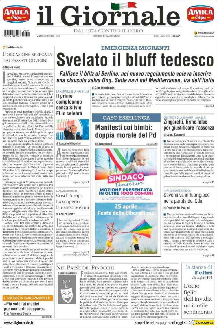 Portada de il Giornale (Italia)