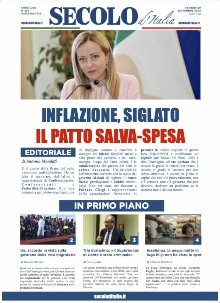 Portada de Secolo d'Italia (Italia)