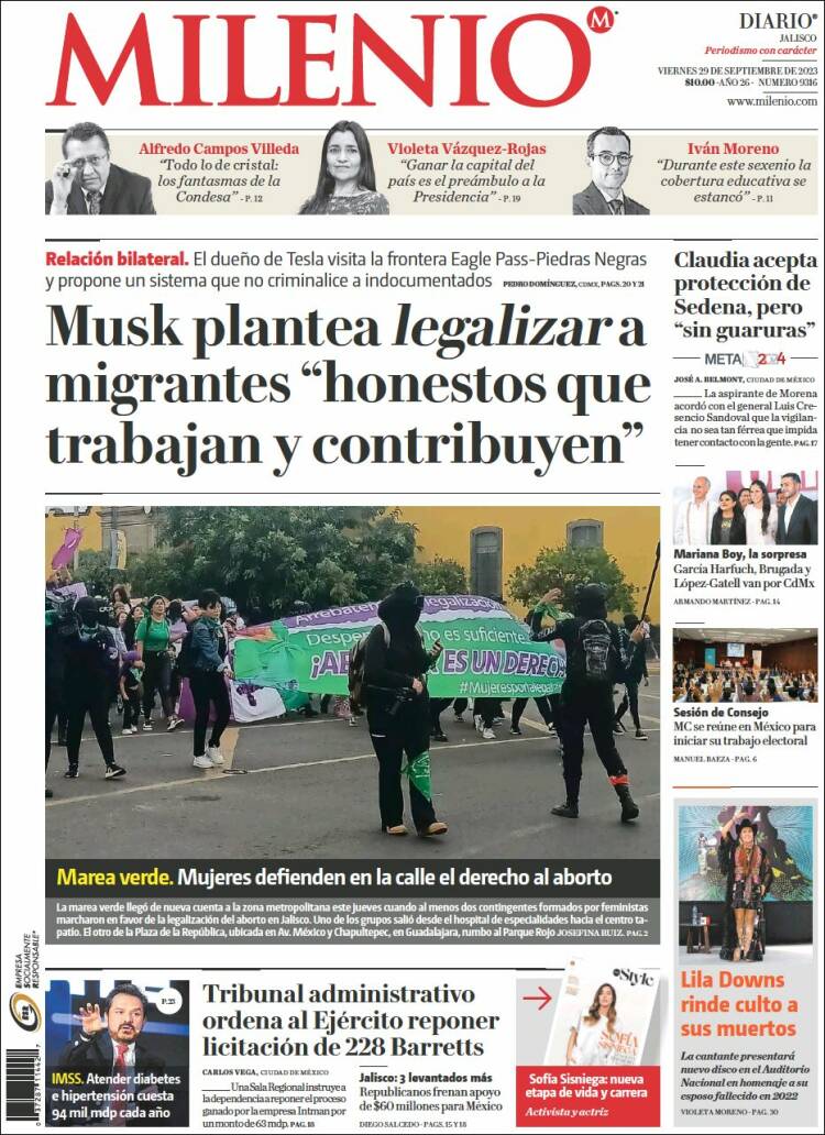 Portada de Milenio - Jalisco (M&eacute;xico)