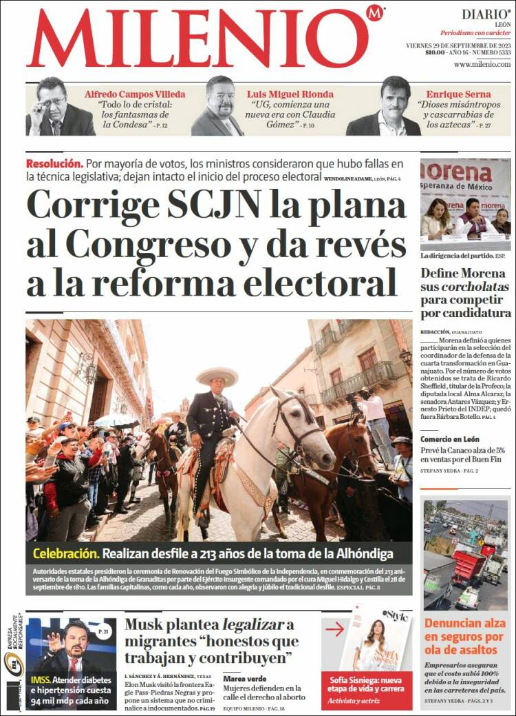 Portada de Milenio de León (M&eacute;xico)
