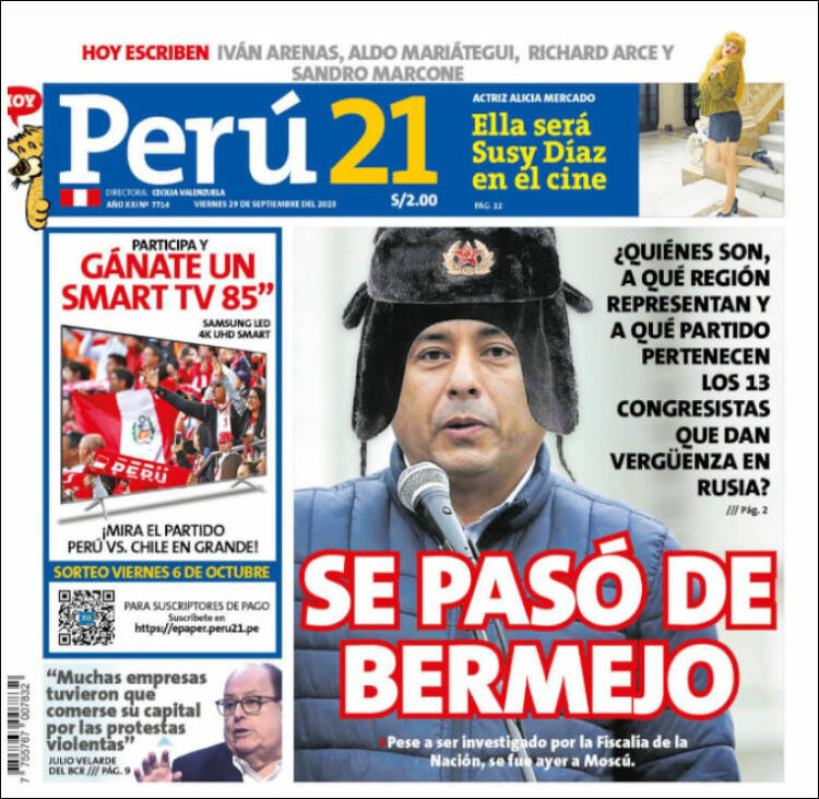 Portada de Perú 21 (Per&uacute;)