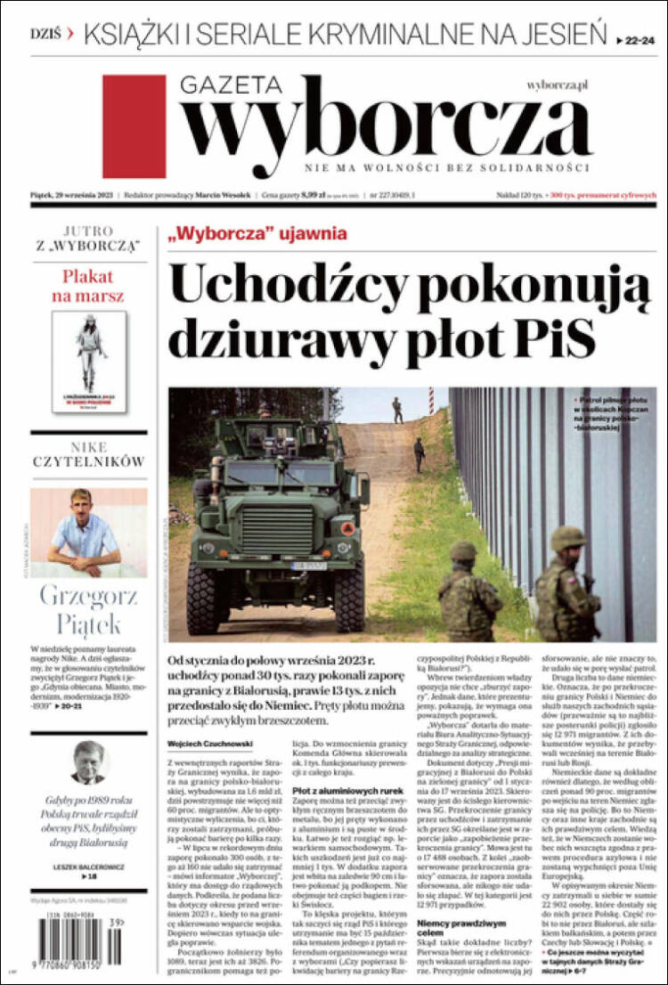 Portada de Gazeta Wyborcza (Polonia)