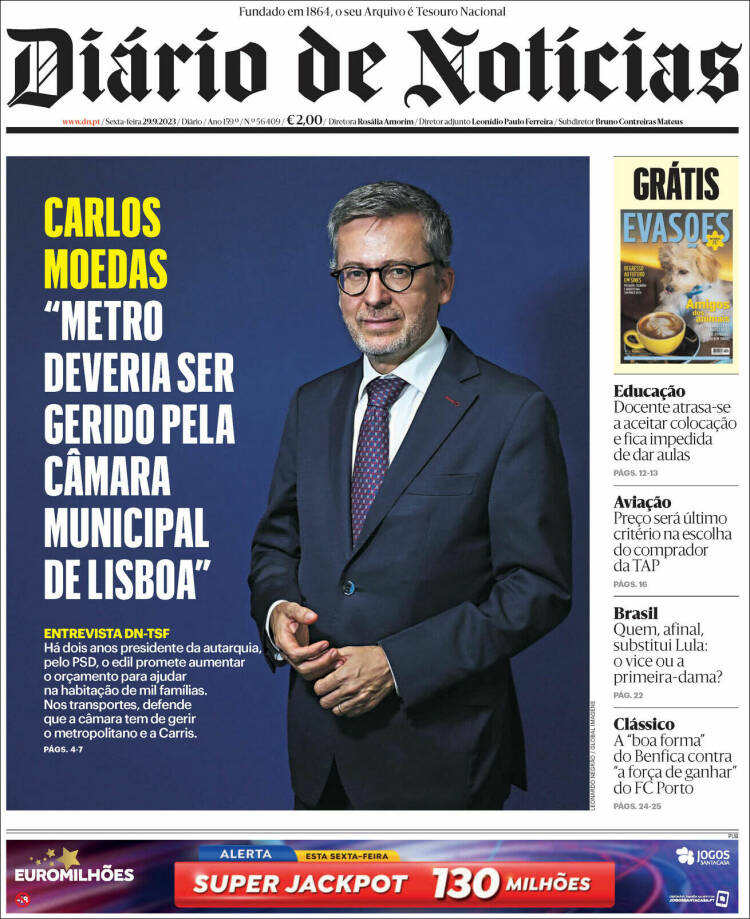 Portada de Diário de Noticias (Portugal)