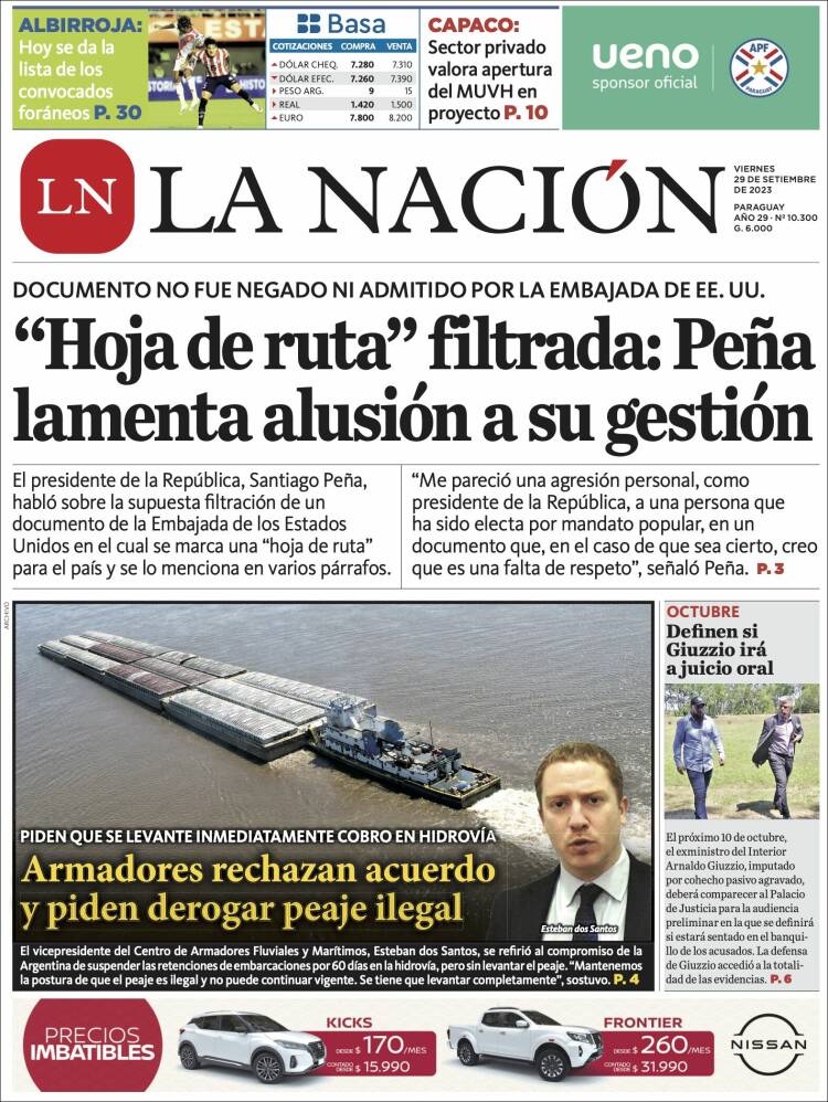 Portada de La Nación (Paraguay)