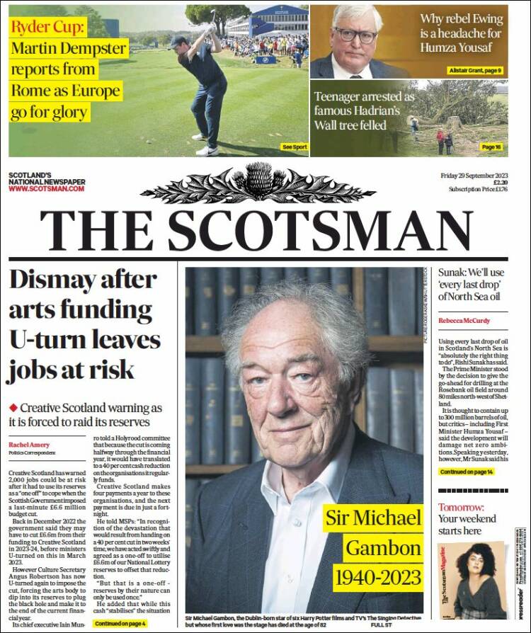 Portada de The Scotsman (Reino Unido)