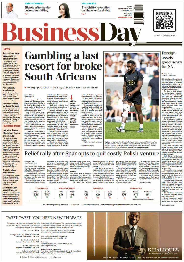 Portada de Business Day (Sud&aacute;frica)