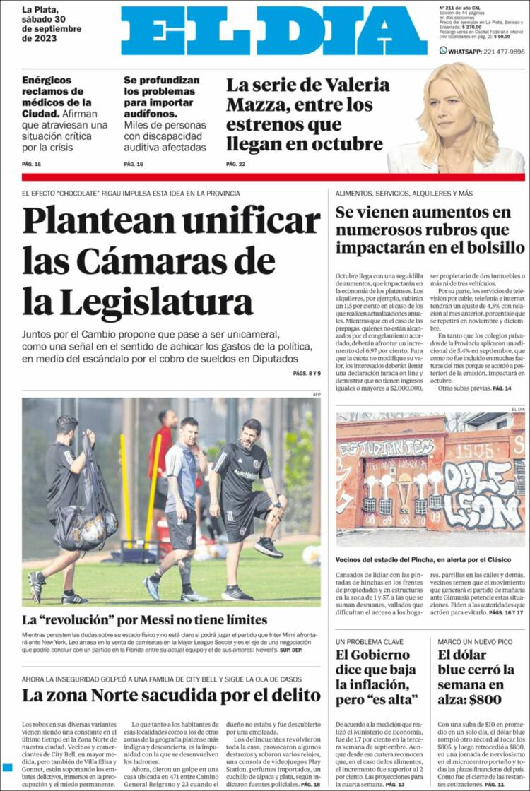 Portada de El Día de la Plata (Argentina)