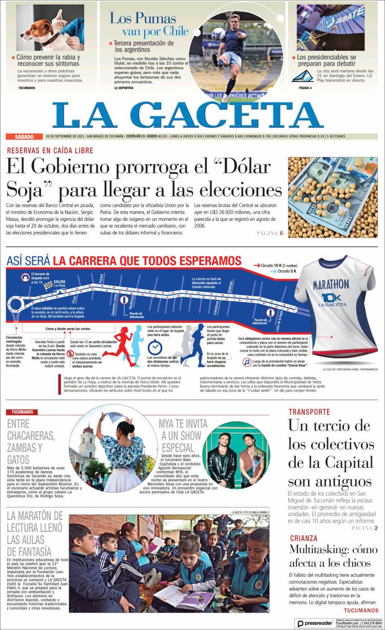 Portada de La Gaceta (Argentina)