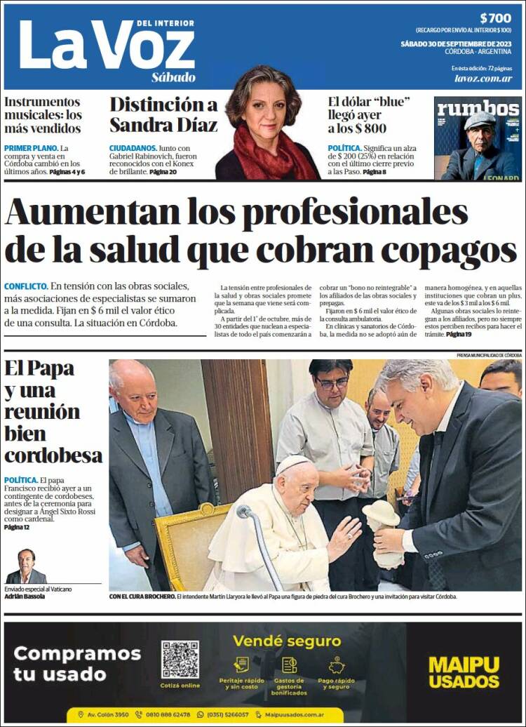 Portada de La Voz del Interior (Argentina)