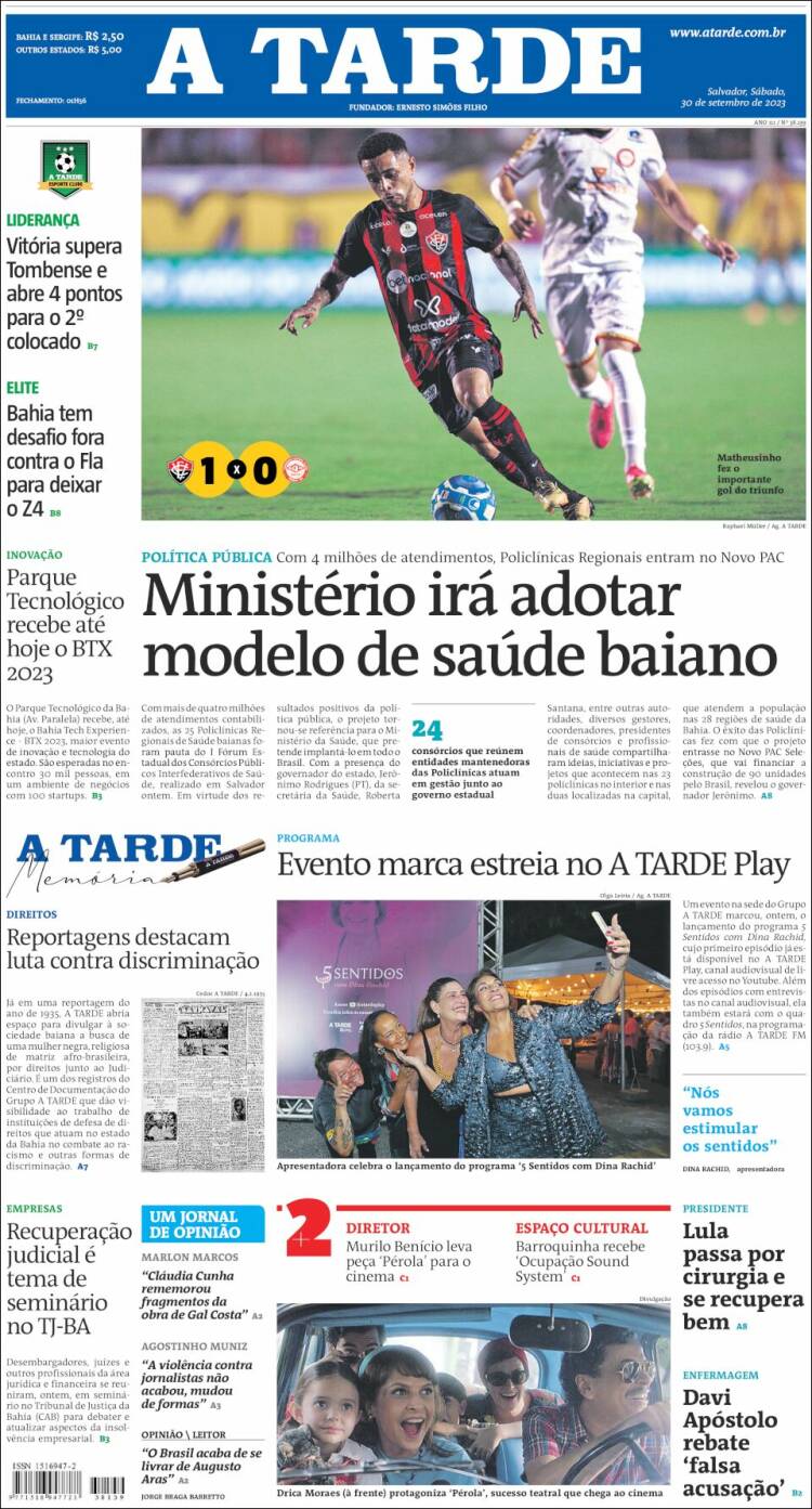Portada de Diário A Tarde (Brasil)