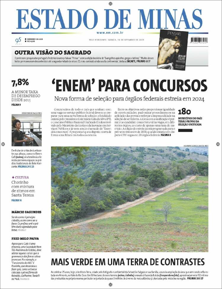 Portada de Jornal Estado de Minas (Brasil)