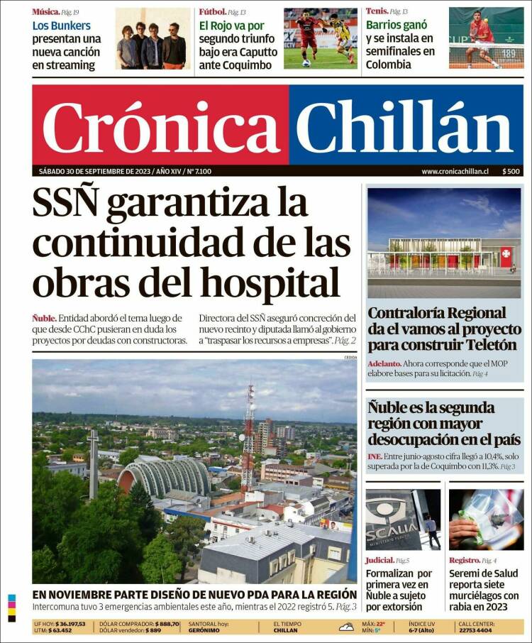 Portada de Crónica Chillán (Chile)