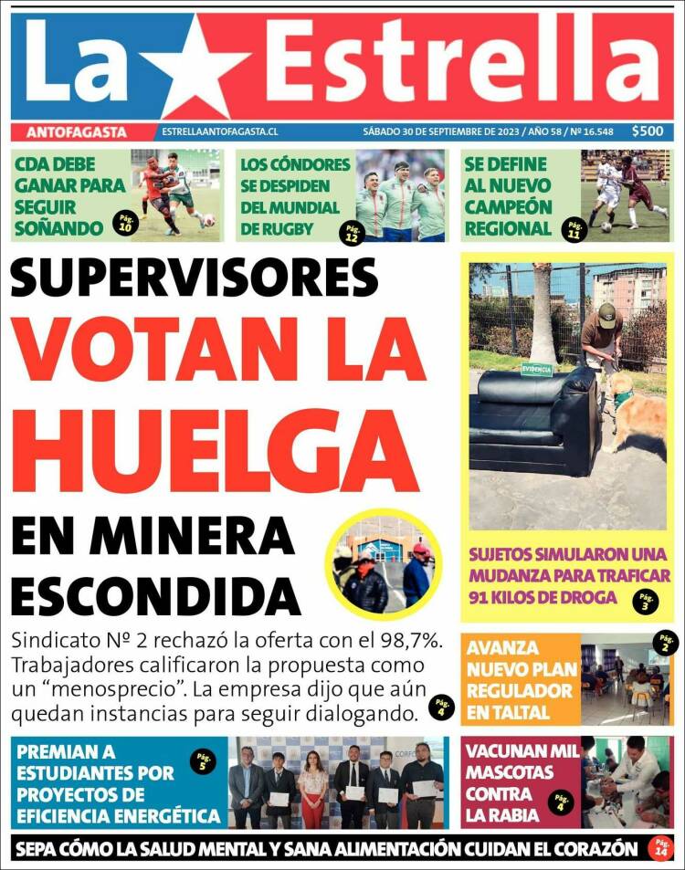Portada de La Estrella del Norte (Chile)