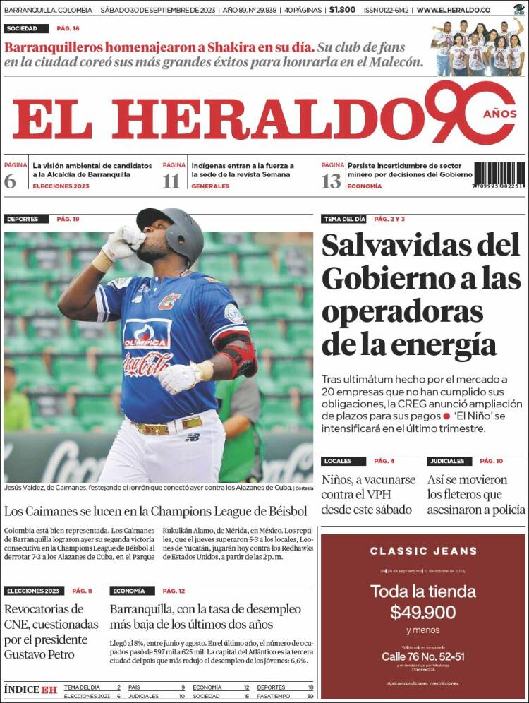Portada de El Heraldo (Colombia)