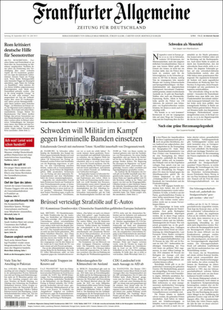 Portada de Frankfurter Allgemeine (Alemania)
