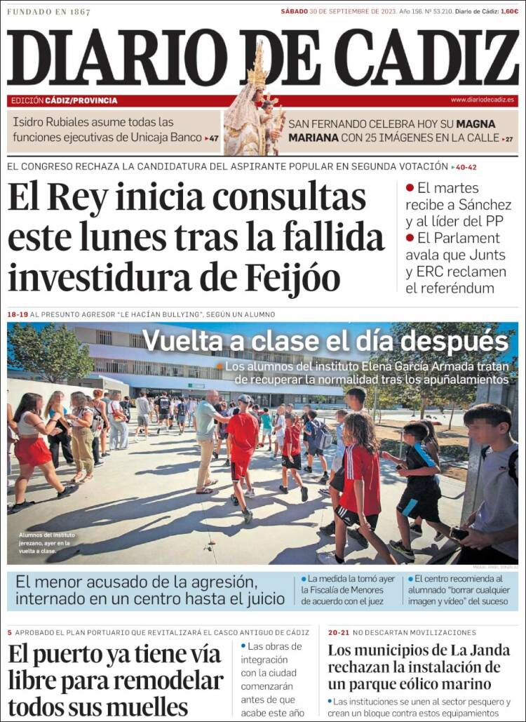 Portada de Diario de Cádiz (Espa&ntilde;a)