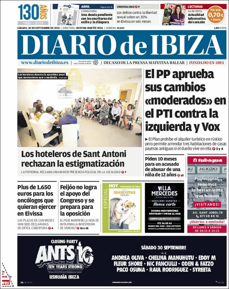 Portada de Diario de Ibiza (Espa&ntilde;a)