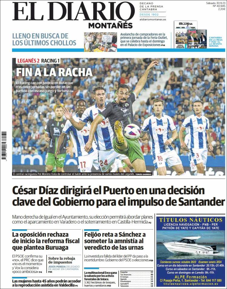 Portada de El Diario Montañés (Espa&ntilde;a)