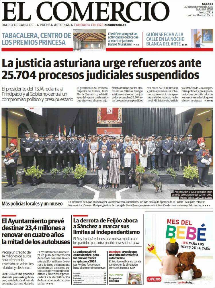 Portada de El Comercio - Gijón (Espa&ntilde;a)