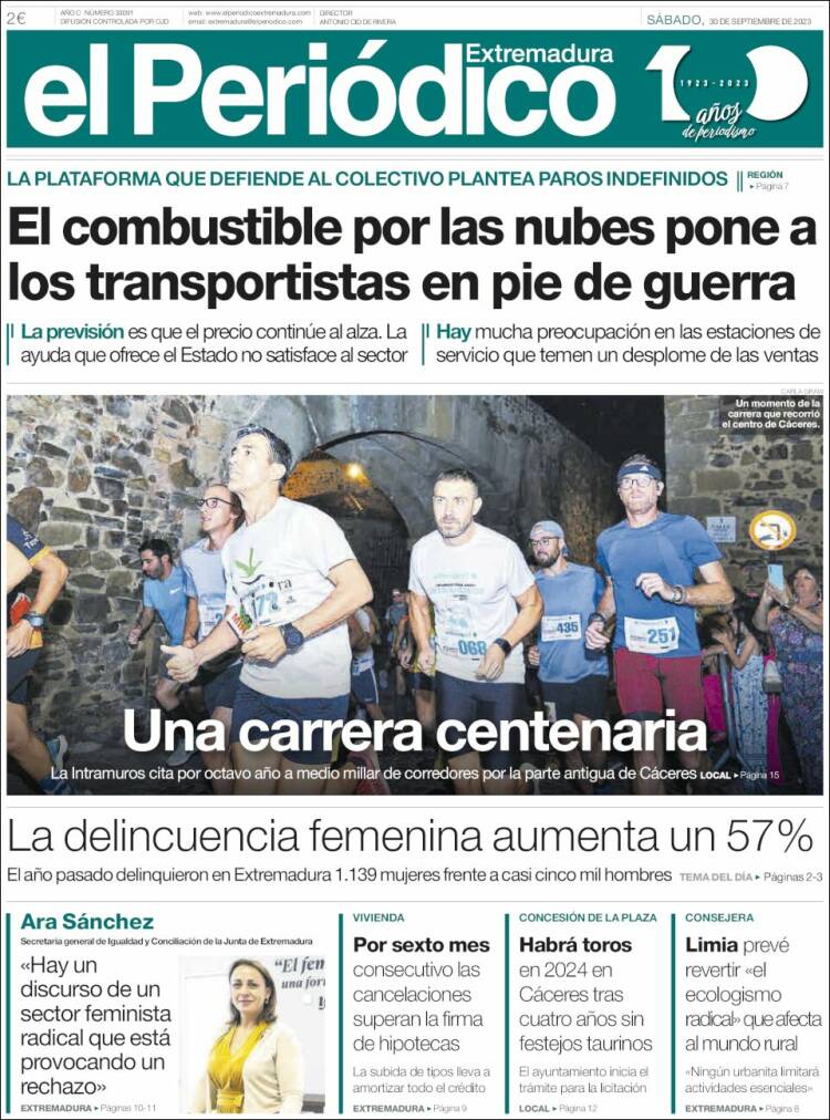 Portada de El Periódico de Extremadura (Espa&ntilde;a)