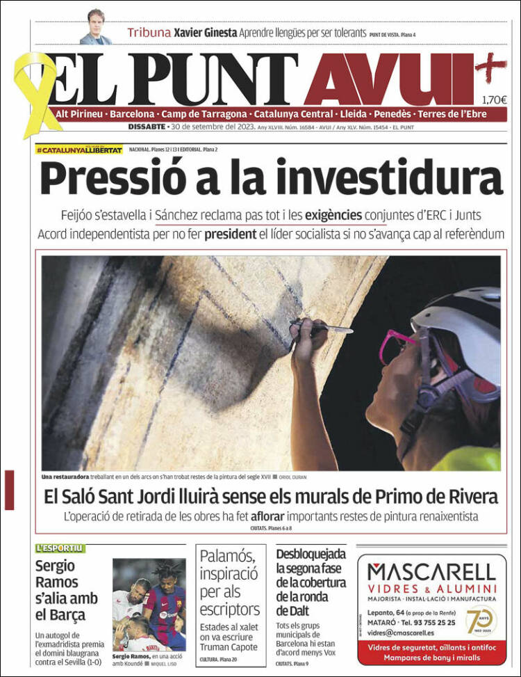 Portada de El Punt Avui (Espa&ntilde;a)
