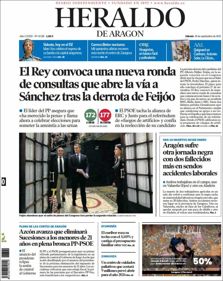 Portada de Heraldo de Aragón (Espa&ntilde;a)