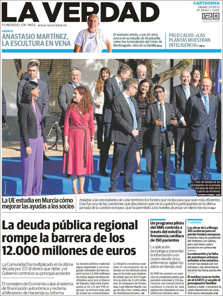 Portada de La Verdad de Cartagena (Espa&ntilde;a)