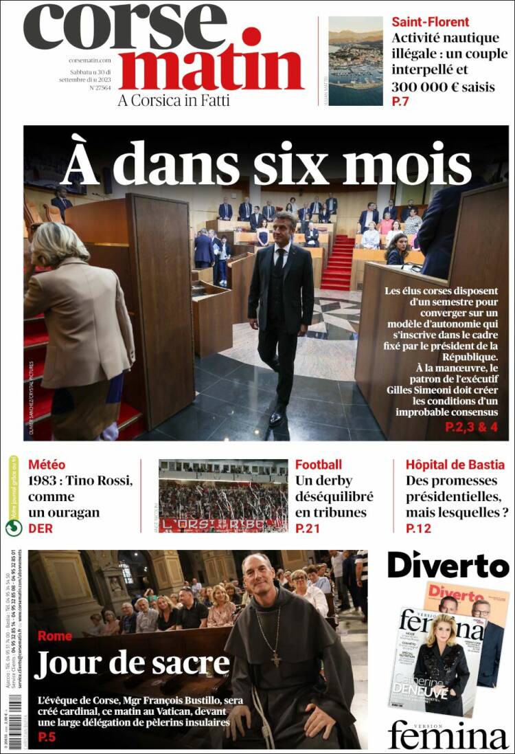 Portada de Corse-Matin (Francia)
