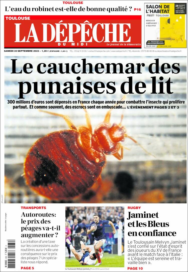 Portada de La Dépêche du Midi (Francia)